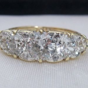 Old cut diamond 5 stone ring