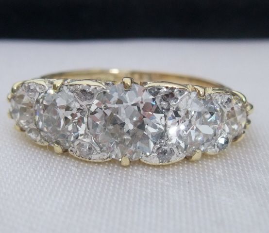 Old cut diamond 5 stone ring