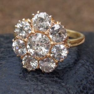 Old cut diamond cluster ring 2.50ct