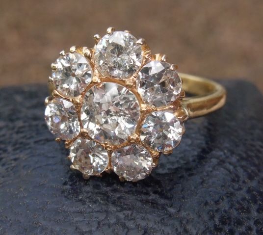 Old cut diamond cluster ring 2.50ct