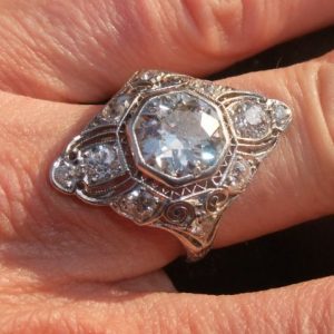 Outstanding 3.50ct art deco platinum ring