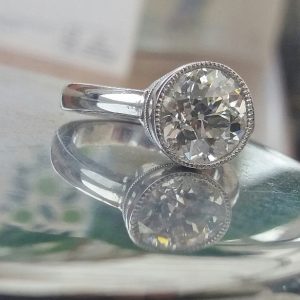 Handmade platinum old cut diamond ring