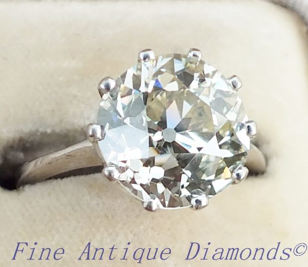 Rare antique old cut diamond solitaire ring 4ct