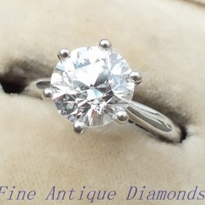 GIA certified old cut 2.01ct diamond solitaire platinum ring