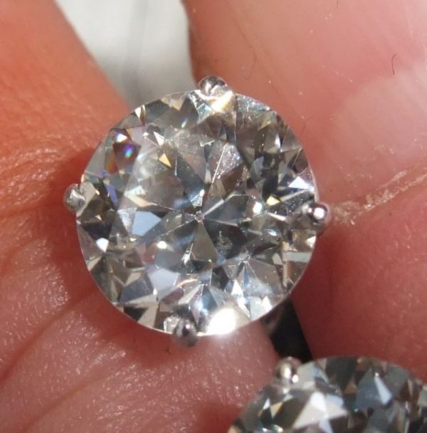 Old cut diamond stud earrings 2.85ct
