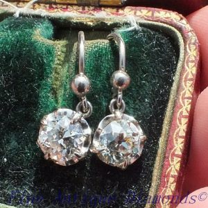 2.04 old cut diamond earrings