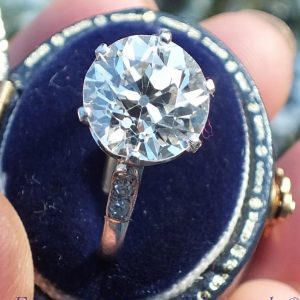 Original platinum 3.10 old cut diamond solitaire ring
