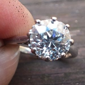 2.20 old cut diamond solitaire platinum ring