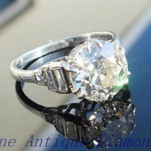 Exquisite 3ct old cut diamond solitaire platinum ring