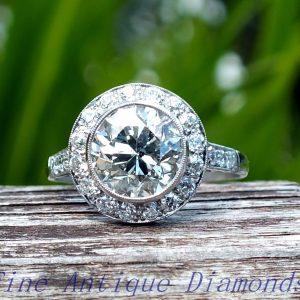 3ct old cut diamond target platinum ring