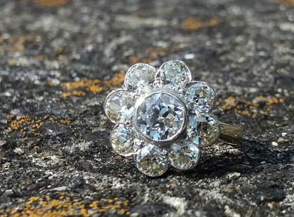 Old cut diamond cluster ring