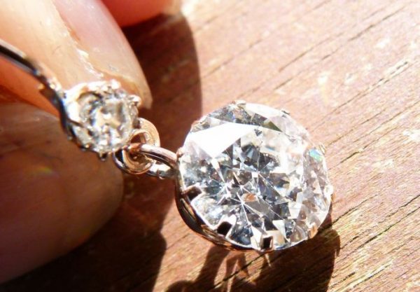 3.50ct old European cut diamond earrings