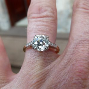 Old European cut diamond solitaire ring 1.67ct