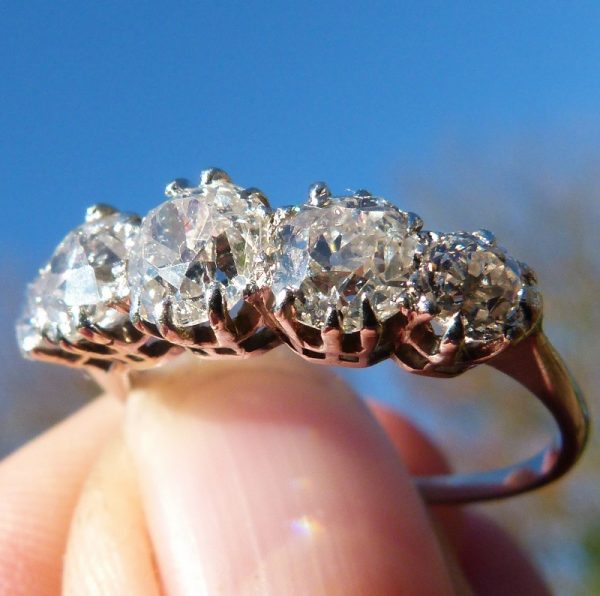 2.53ct special antique diamond 5 stone ring