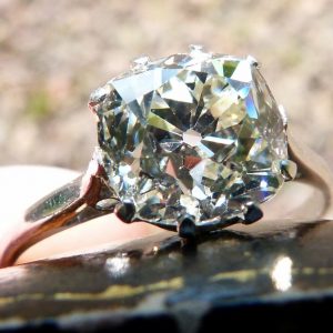 3.54 antique cushion cut diamond solitaire ring