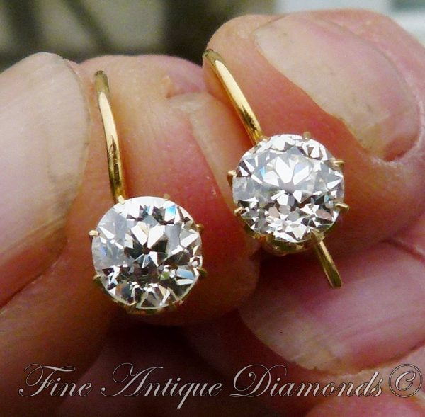 Antique victorian 1.50ct old cut diamond earrings