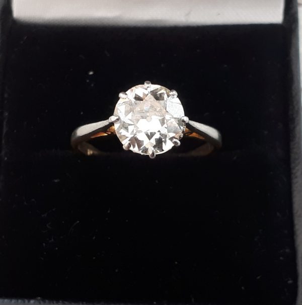 Exceptional 2.30ct old cut diamond solitaire ring