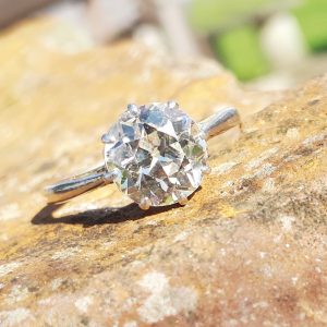Exceptional 2.30ct old cut diamond solitaire ring