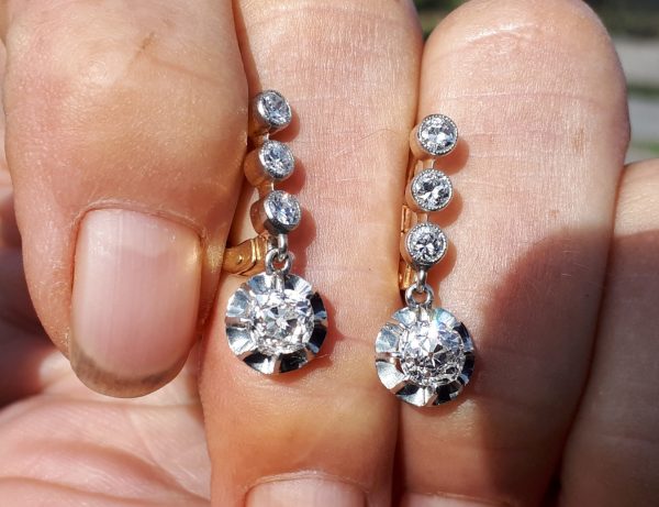 Perfect gift old cut antique diamond earrings
