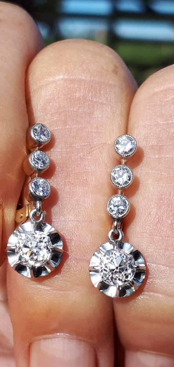 Perfect gift old cut antique diamond earrings
