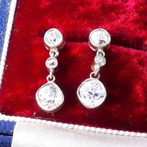SOLD Elegant old cut diamond drop earrings