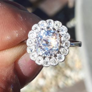 SOLD. Superb! 2.25ct Old Cut Diamond Cluster Ring
