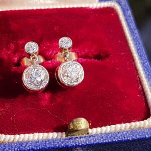 Sold.Classic Double drop Old Cut Diamond earrings.