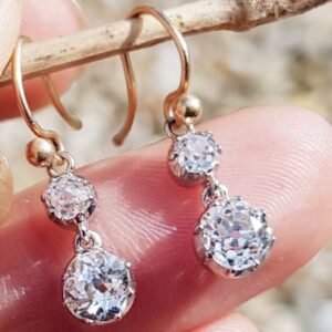 SOLD. 1.40ct Antique Double drop Diamond Earrings.