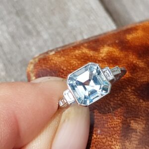 Simply Beautiful. 2.50 +ct Aquamarine & Diamond, Platinum Solitaire.