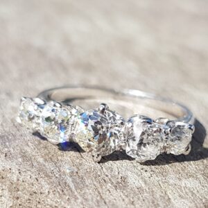 SOLD. Platinum Antique Old Cut Diamond Ring.