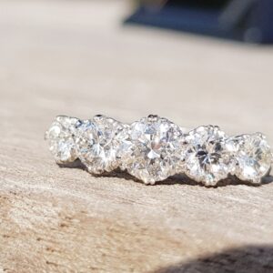 Now Sold. Almost 3ct Old Cut Diamond 5 stone ring