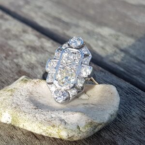 SOLD. Exceptional Panel Ring. 2.50ct of lovely Old Cut Diamonds!