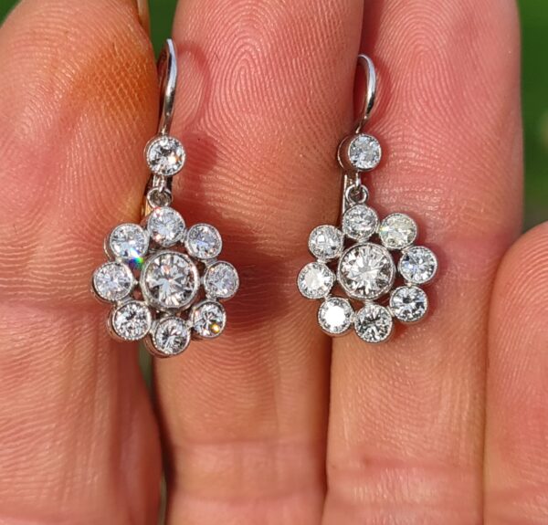 RESERVED. Vintage Diamond Daisy drop earrings