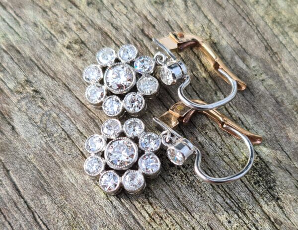 RESERVED. Vintage Diamond Daisy drop earrings - Image 4