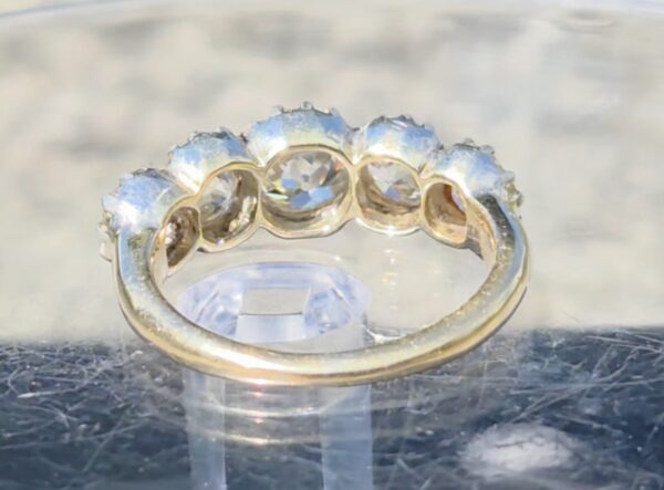 SOLD Old Cut Diamond 5 stone ring - Image 3