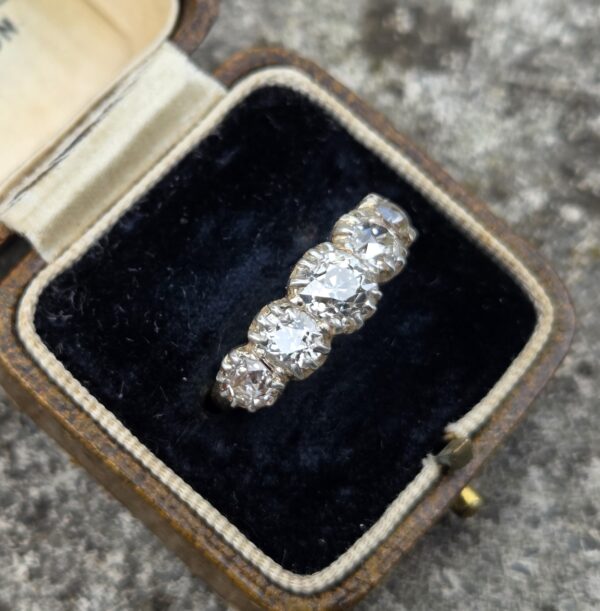 SOLD Old Cut Diamond 5 stone ring - Image 5
