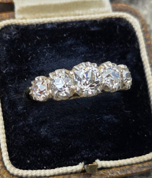 SOLD Old Cut Diamond 5 stone ring - Image 6