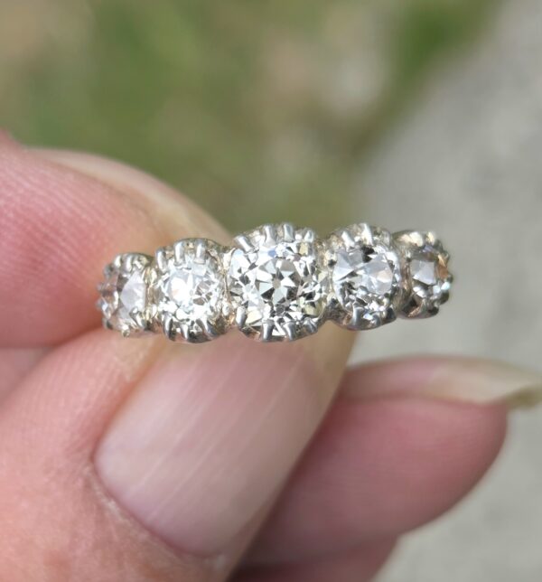 SOLD Old Cut Diamond 5 stone ring - Image 8