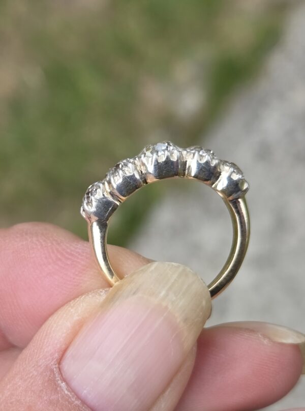 SOLD Old Cut Diamond 5 stone ring - Image 9