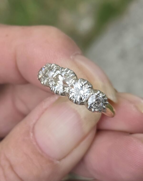 SOLD Old Cut Diamond 5 stone ring - Image 11