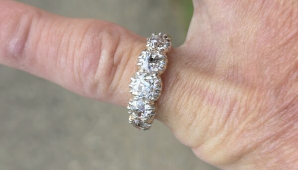 SOLD Old Cut Diamond 5 stone ring - Image 12