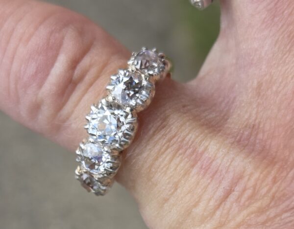 SOLD Old Cut Diamond 5 stone ring - Image 13