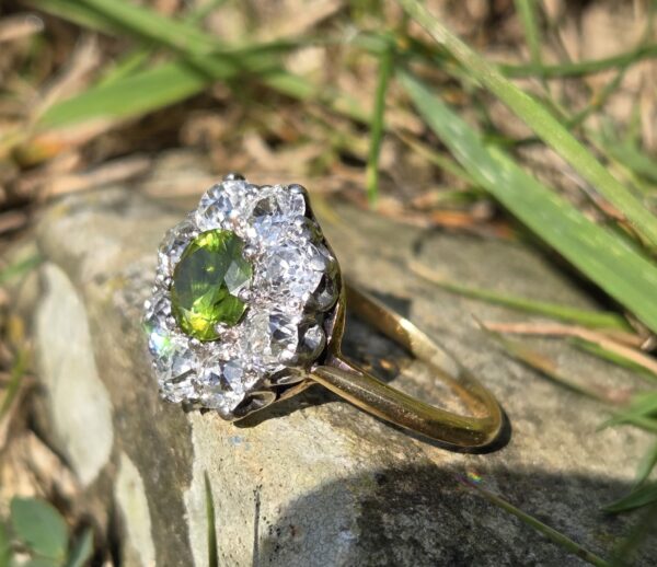 SOLD. Incredibly rare Demantoid Garnet & Old Cut Diamond ring. - Image 12