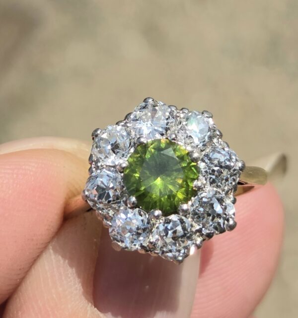 SOLD. Incredibly rare Demantoid Garnet & Old Cut Diamond ring. - Image 13