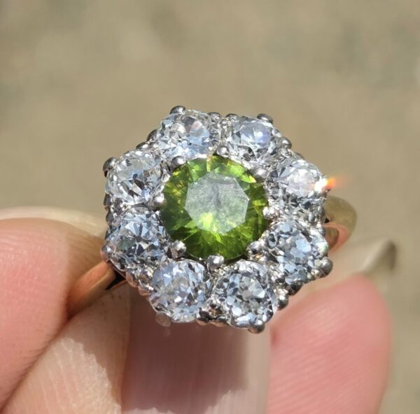 SOLD. Incredibly rare Demantoid Garnet & Old Cut Diamond ring. - Image 7