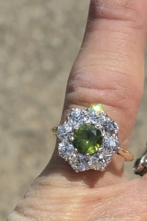 SOLD. Incredibly rare Demantoid Garnet & Old Cut Diamond ring. - Image 11