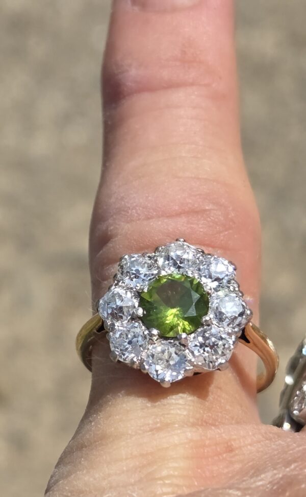 SOLD. Incredibly rare Demantoid Garnet & Old Cut Diamond ring. - Image 9