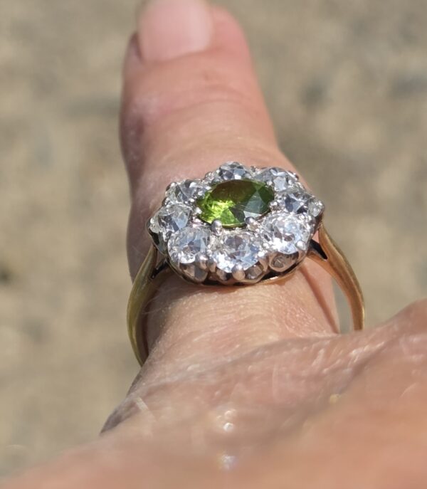 SOLD. Incredibly rare Demantoid Garnet & Old Cut Diamond ring. - Image 14