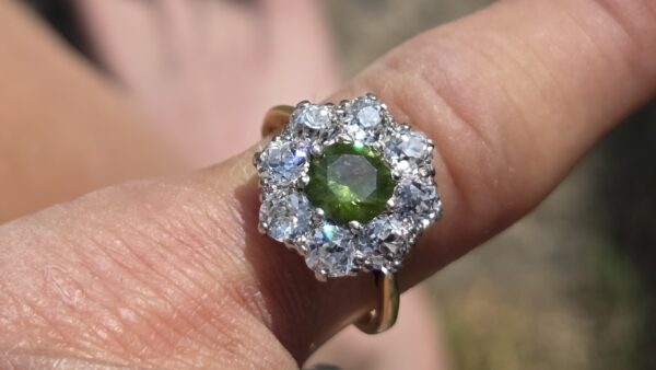 SOLD. Incredibly rare Demantoid Garnet & Old Cut Diamond ring. - Image 6