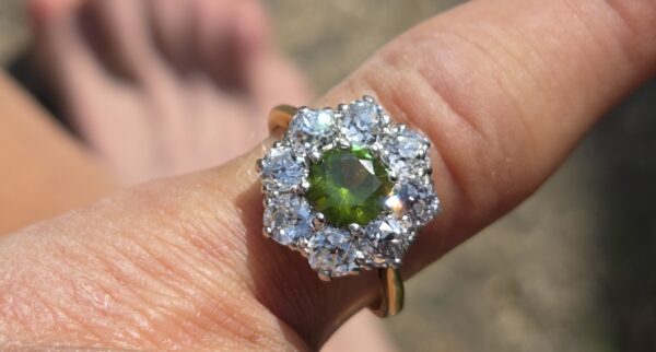 SOLD. Incredibly rare Demantoid Garnet & Old Cut Diamond ring. - Image 4